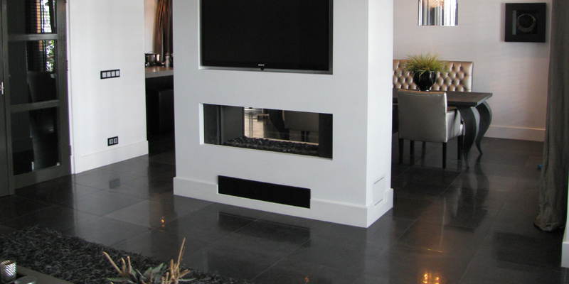 woonkamer modern doorkijk inbouw rechthoek gas wit sfeervol & klassiek 