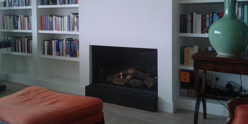 woonkamer modern inbouw front rechthoek licht & sprankelend gas wit 