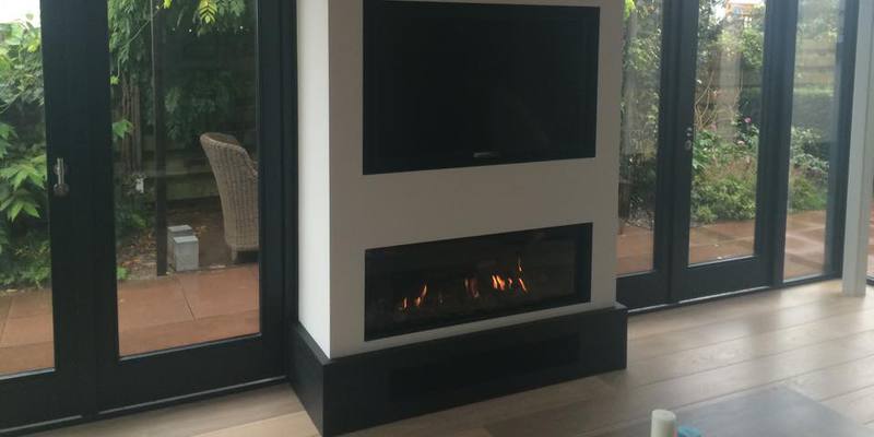 hip & happening woonkamer modern inbouw front rechthoek gas zwart wit 