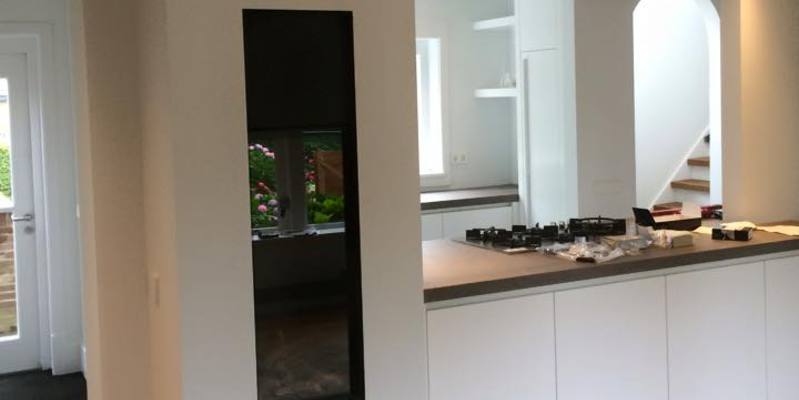 modern inbouw front licht & sprankelend gas keuken verticaal 