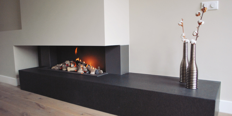 hip & happening woonkamer inbouw driezijdig gas klassiek rechthoekig wit grijs 