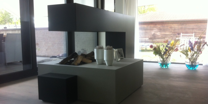 woonkamer grijs stevig & rustiek inbouw schouw driezijdig gas klassiek vierhoek 