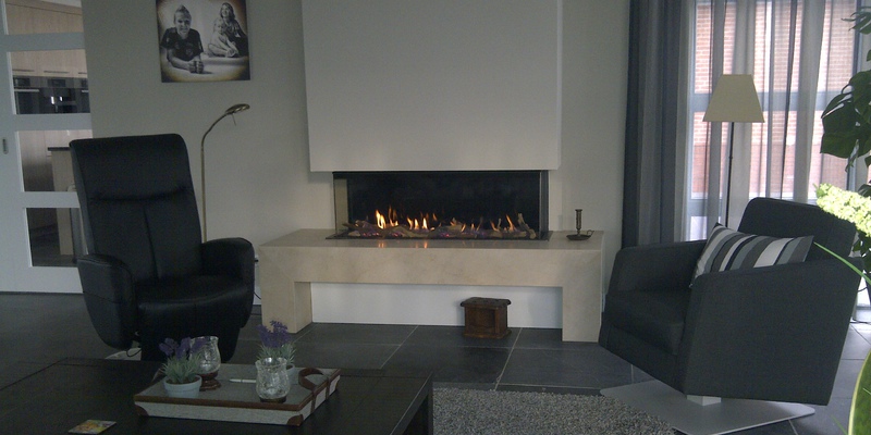 modern stevig & rustiek inbouw schouw rechthoek driezijdig gas wit 