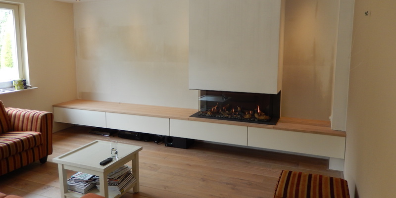 woonkamer modern inbouw schouw zwart rechthoek licht & sprankelend driezijdig gas 