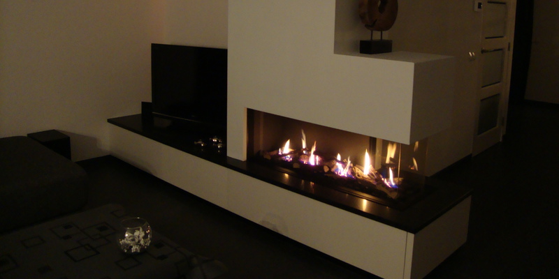 woonkamer modern doorkijk inbouw licht & sprankelend gas wit rechthoekig 