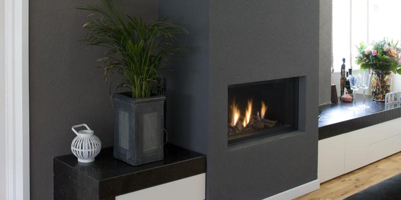 hip & happening woonkamer modern grijs inbouw front schouw gas rechthoekig 