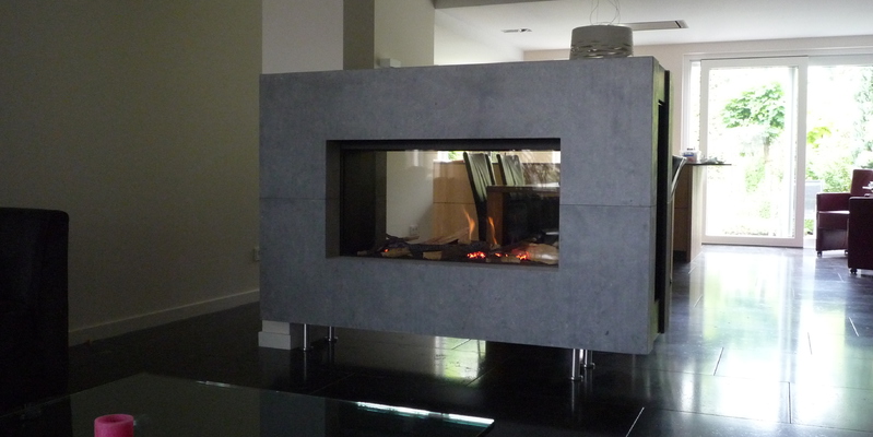 hip & happening woonkamer modern doorkijk grijs inbouw rechthoek gas 