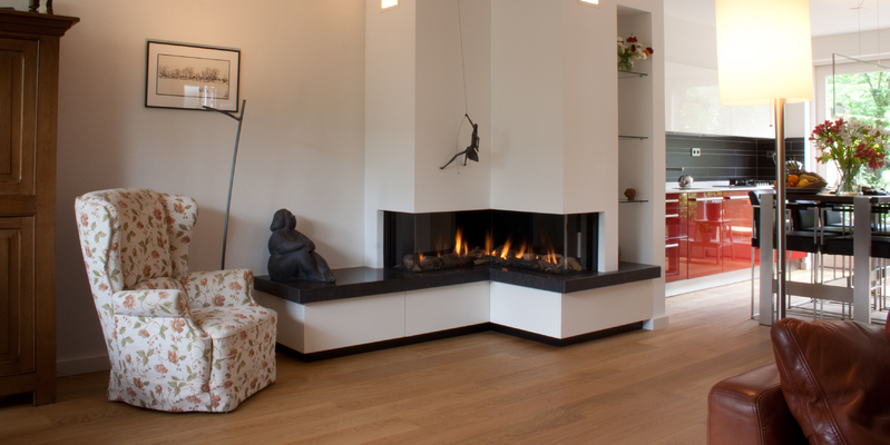 hip & happening woonkamer modern inbouw driezijdig gas wit hoekig 