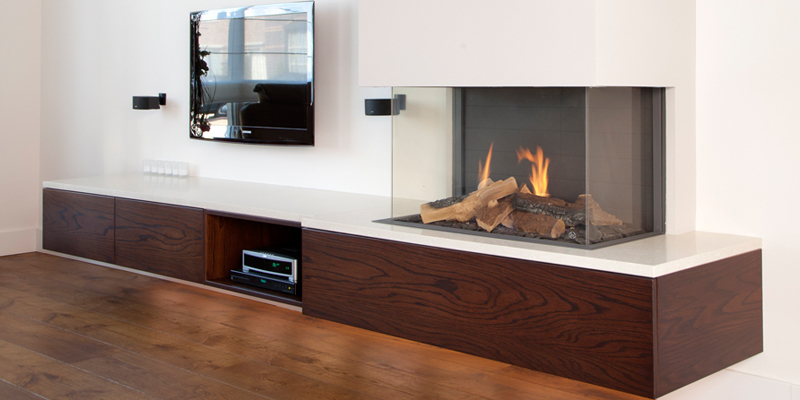 woonkamer modern inbouw licht & sprankelend driezijdig gas wit rechthoekig plateau  