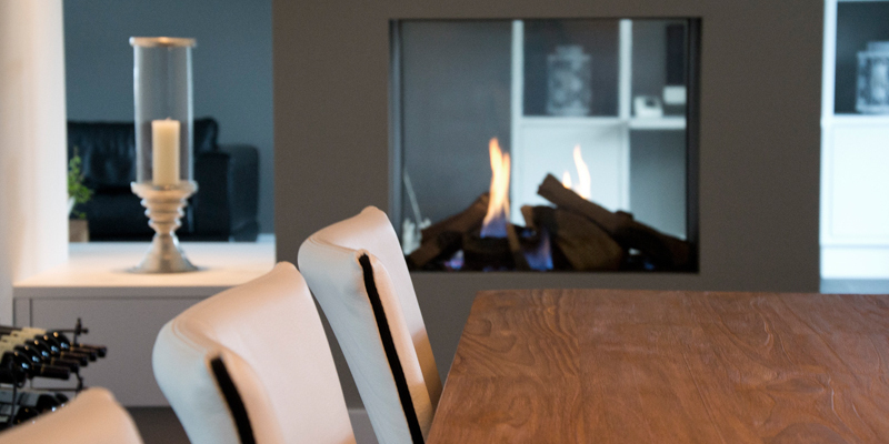 woonkamer modern doorkijk vierkant inbouw licht & sprankelend gas beige 