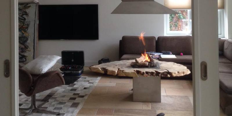 woonkamer modern vierkant inbouw licht & sprankelend gas taupe rondom 