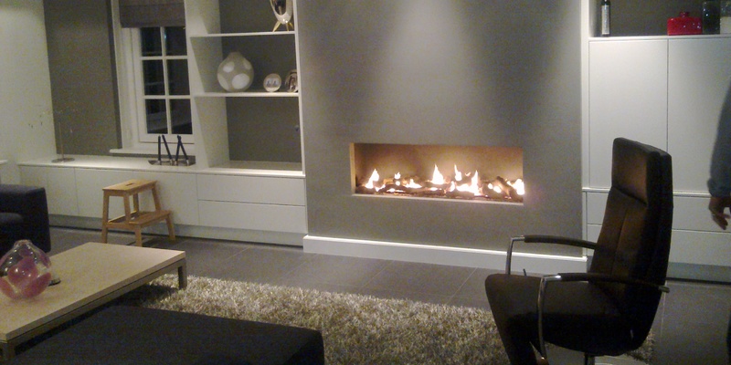 woonkamer modern grijs inbouw front rechthoek licht & sprankelend gas 