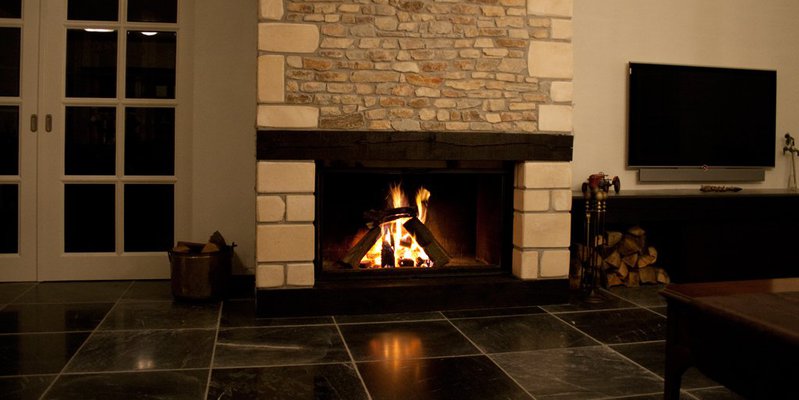 woonkamer inbouw front rechthoek klassiek sfeervol & klassiek steen hout 