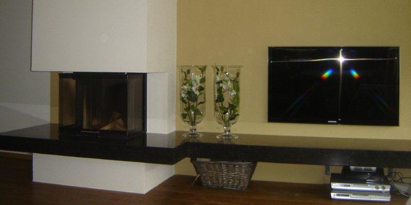 woonkamer modern stevig & rustiek inbouw driezijdig wit verticaal hout plateau  