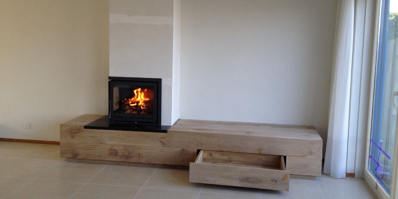 woonkamer modern stevig & rustiek tweezijdig hout rechthoekig houtlook inzet plateau  