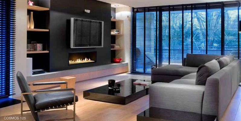 hip & happening woonkamer modern inbouw front zwart rechthoek gas 