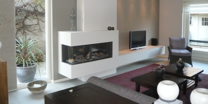 woonkamer modern inbouw schouw rechthoek licht & sprankelend gas wit tweezijdig 