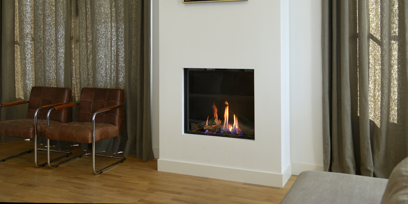 woonkamer modern vierkant inbouw front licht & sprankelend gas wit 
