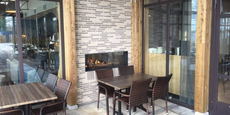 modern grijs inbouw front rechthoek licht & sprankelend gas Veranda 