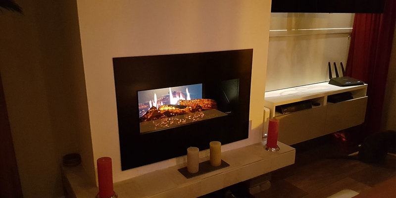 elektrisch hip & happening woonkamer inbouw front zwart rechthoek 