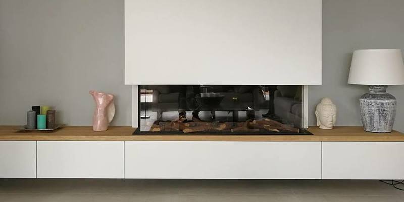 woonkamer modern rechthoek licht & sprankelend driezijdig gas wit hangend plateau  