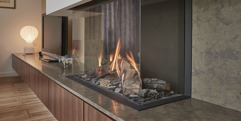 woonkamer modern grijs inbouw licht & sprankelend driezijdig gas rechthoekig plateau  