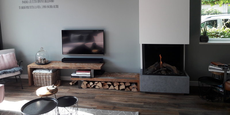 hip & happening woonkamer modern vierkant inbouw zwart driezijdig gas plateau  