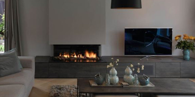hip & happening woonkamer modern inbouw zwart driezijdig gas 