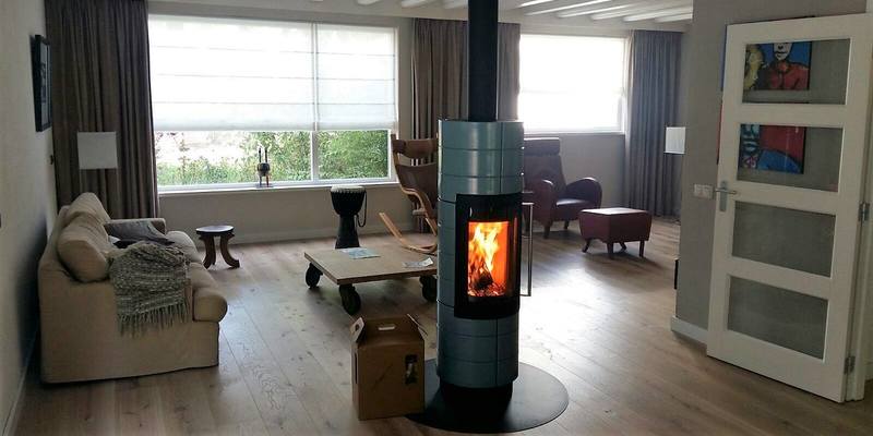 woonkamer modern stevig & rustiek front vrijstaand rond hout zilver 