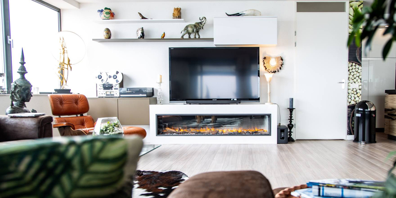 elektrisch hip & happening woonkamer modern inbouw front rechthoekig zwart wit 