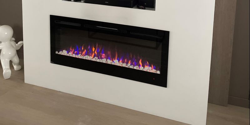 elektrisch woonkamer modern inbouw front licht & sprankelend wit horizontaal 